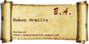 Babos Armilla névjegykártya